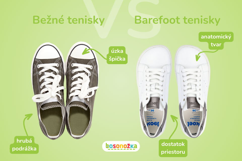 normální tenisky vs barefoot tenisky SK